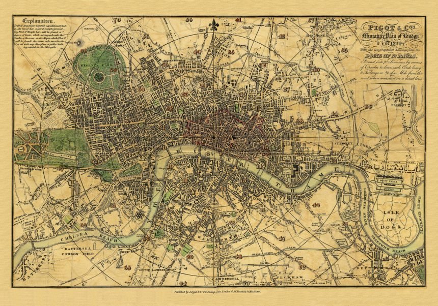 PIGOT & Co.s MINIATURE PLAN OF LONDON & VICINITY 1820 – Old Maps Library